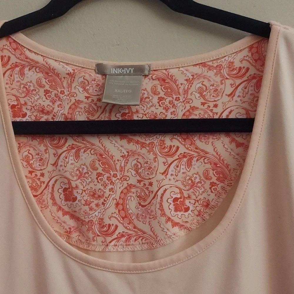 INK+IVY Peach Floral Paisley Pajama Short Set - Picture 8 of 10